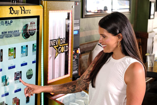 Vape machine placed on a wall and augmented reality app by VapeTM