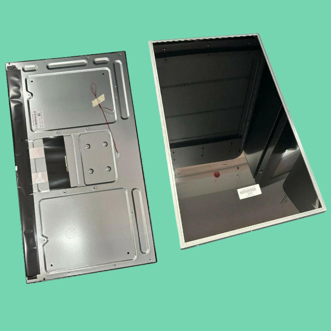 Front and rear view of 32-inch LCD touchscreen replacement for vape vending machines, used for interactive product selection and payment interface