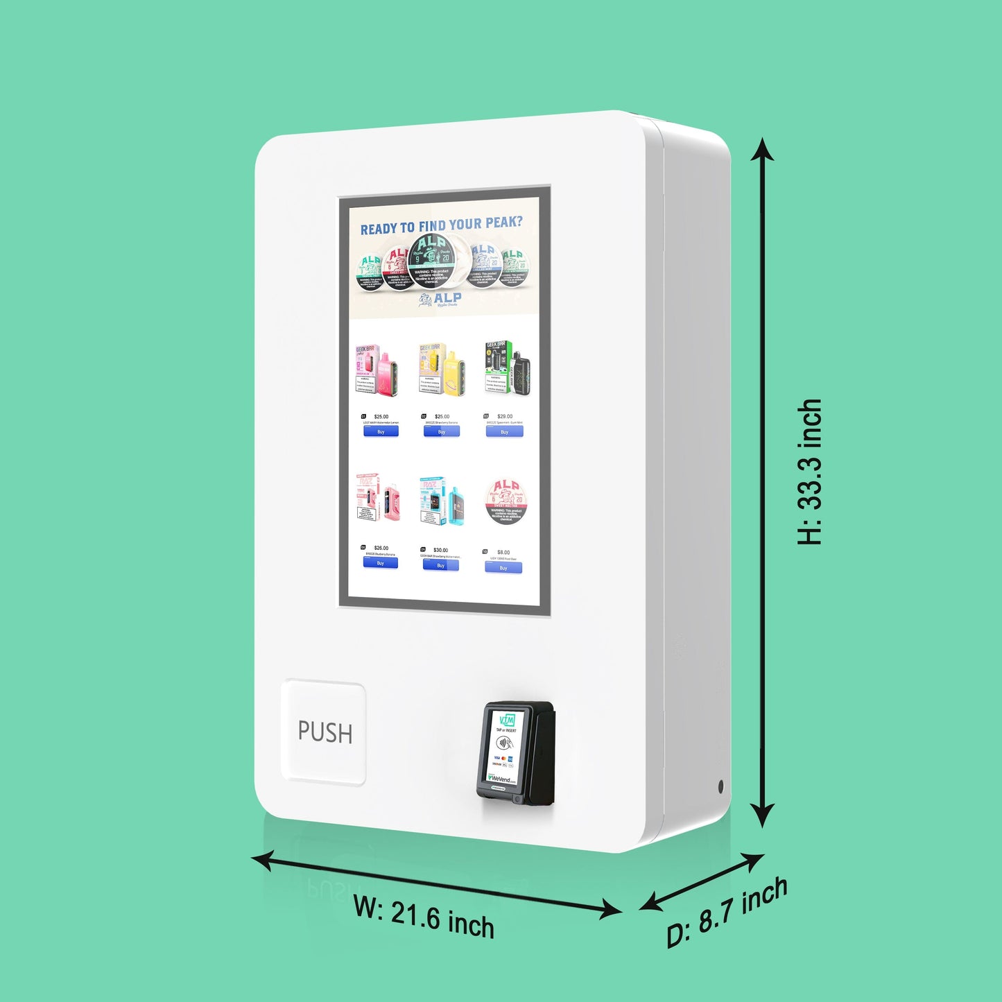 Mini Wall: most-compact, wall-mounted vending machine VTM VapeTM