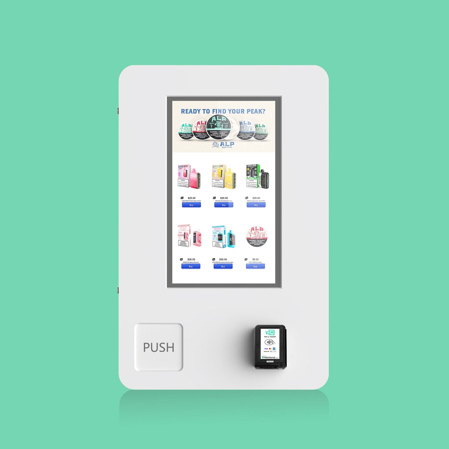 Mini Wall: most-compact, wall-mounted vending machine VTM VapeTM