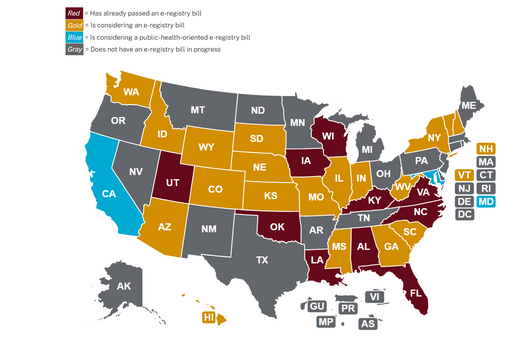 Vape and E-cig Registry Bills by State