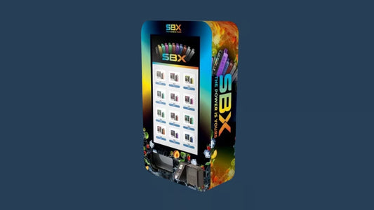 SBX legal vape vending machine that is passive income opportunity for NY, NC, AR, MS, Chicago, KY 