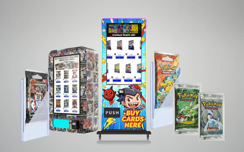 Slim Pack Tower 2.0 Pokemon vending machine for sale — shop the full TCG vending machine collection — VTM Vending smart vending machine collection