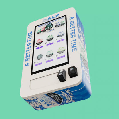 America’s first nicotine pouch-only vending machine, the ALP Lifter, featuring digital product selection and secure payment integration