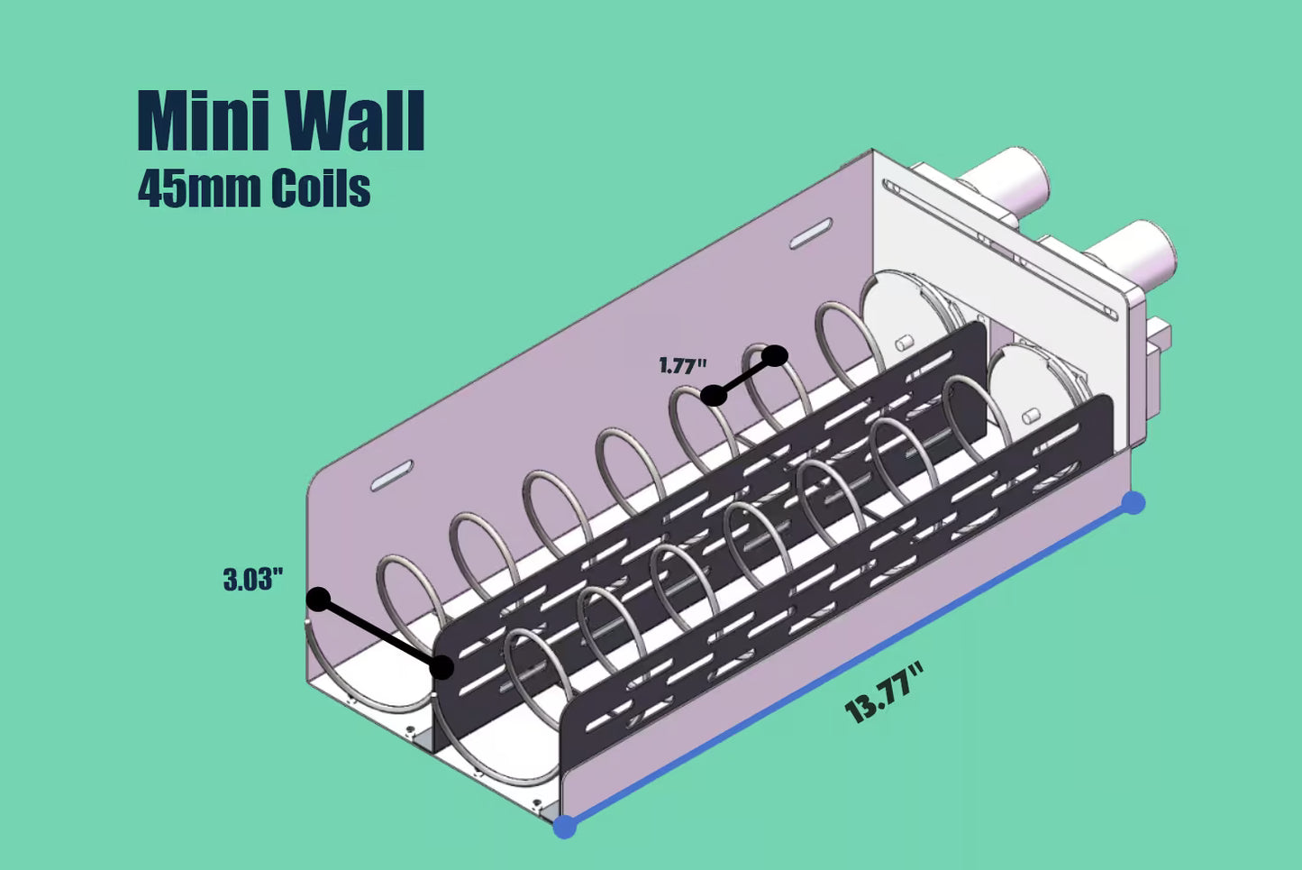 45mm coil for mini wall vending machine diagram showing tray layout and product holding space for mini wall vending units using a 45mm coil setup.