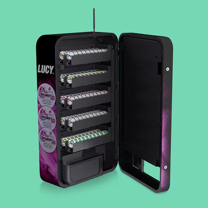 Lucy Slim Wall Vending Machine Loaded with Lucy Breakers Nicotine Pouch