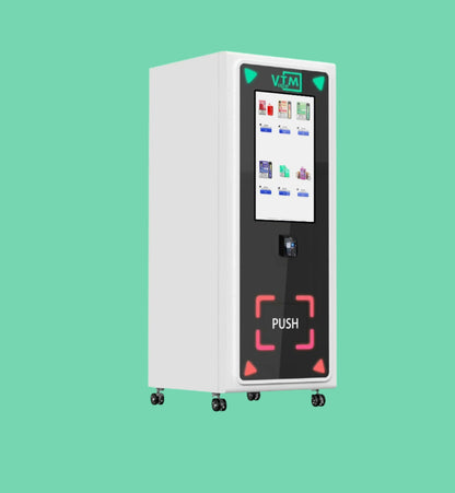 Mega Tower VTM smart vending machine with touchscreen, cashless payments, age verification, and U.S. support.