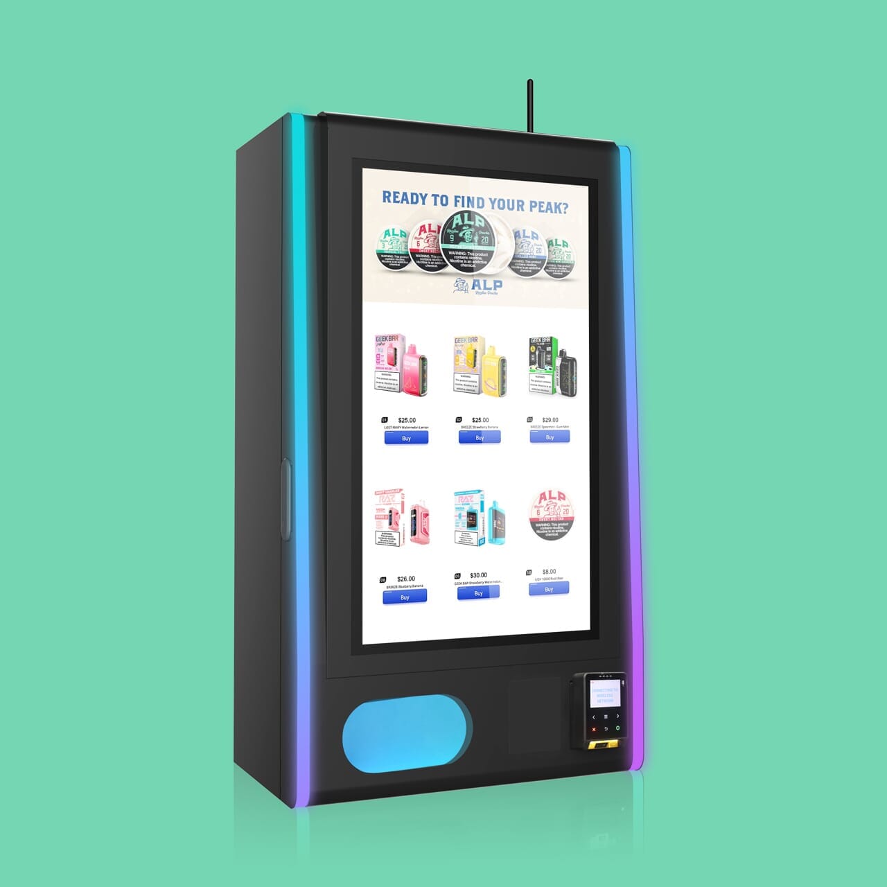 Mega Wall 2.0: Vape Machine with LED Lights & Electronic Lock VTM VapeTM 