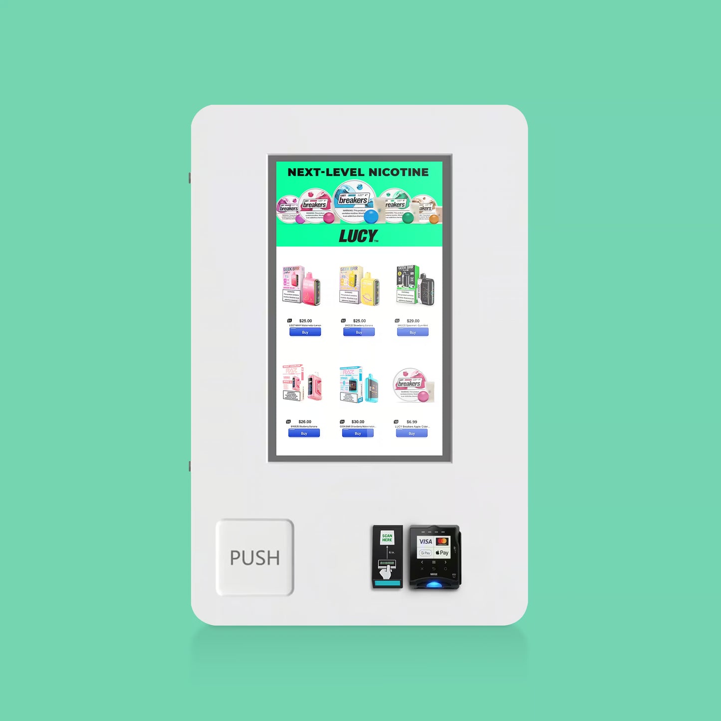 VapeTM Mini Wall compact wall-mounted smart vending machine with Nayax card reader and ID scanner
