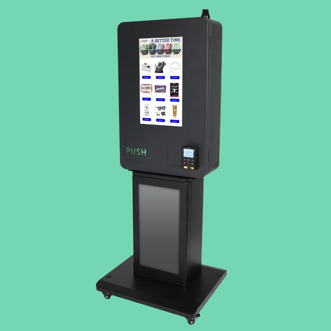 small compact wall mounted vending machine with VMS