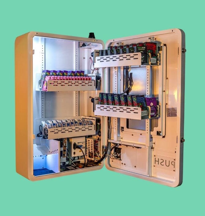 small and compact wall-mounted vending machine