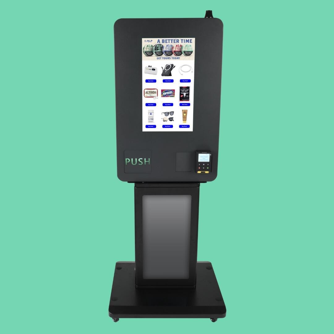 Wall-mounted vending machine with VMS