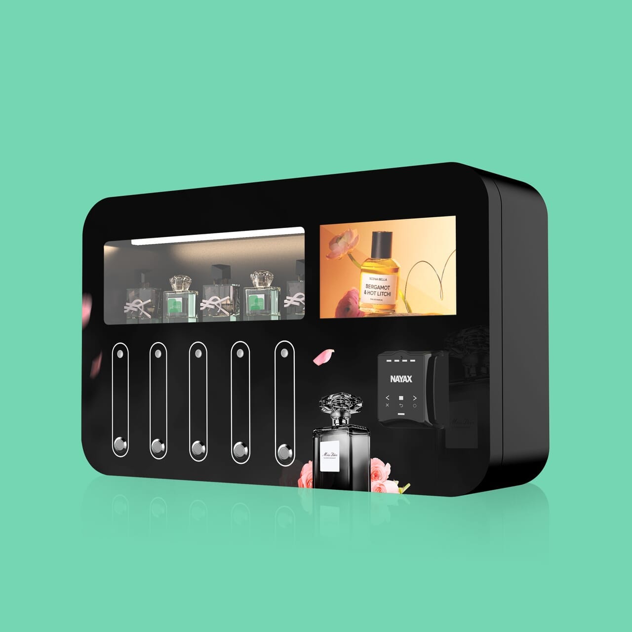 Automated perfume vending machine with Nayax VPOS Touch by VapeTM