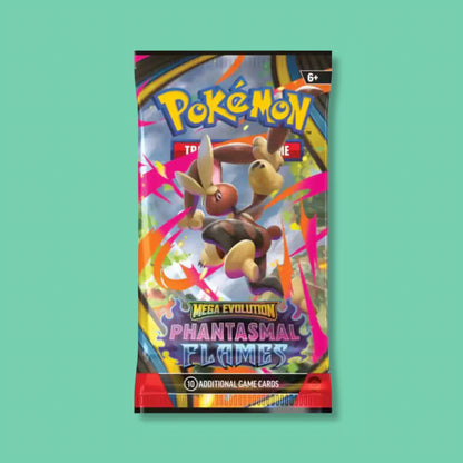 Pokemon TCG Mega Evolution Phantasmal Flames booster pack featuring Lopunny 