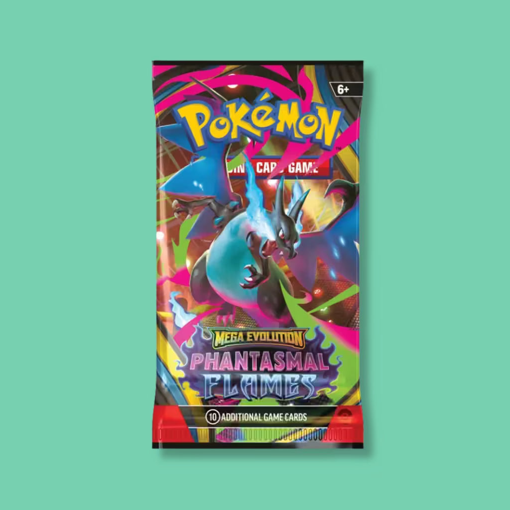  Pokemon TCG Mega Evolution Phantasmal Flames booster pack featuring Mega Charizard 
