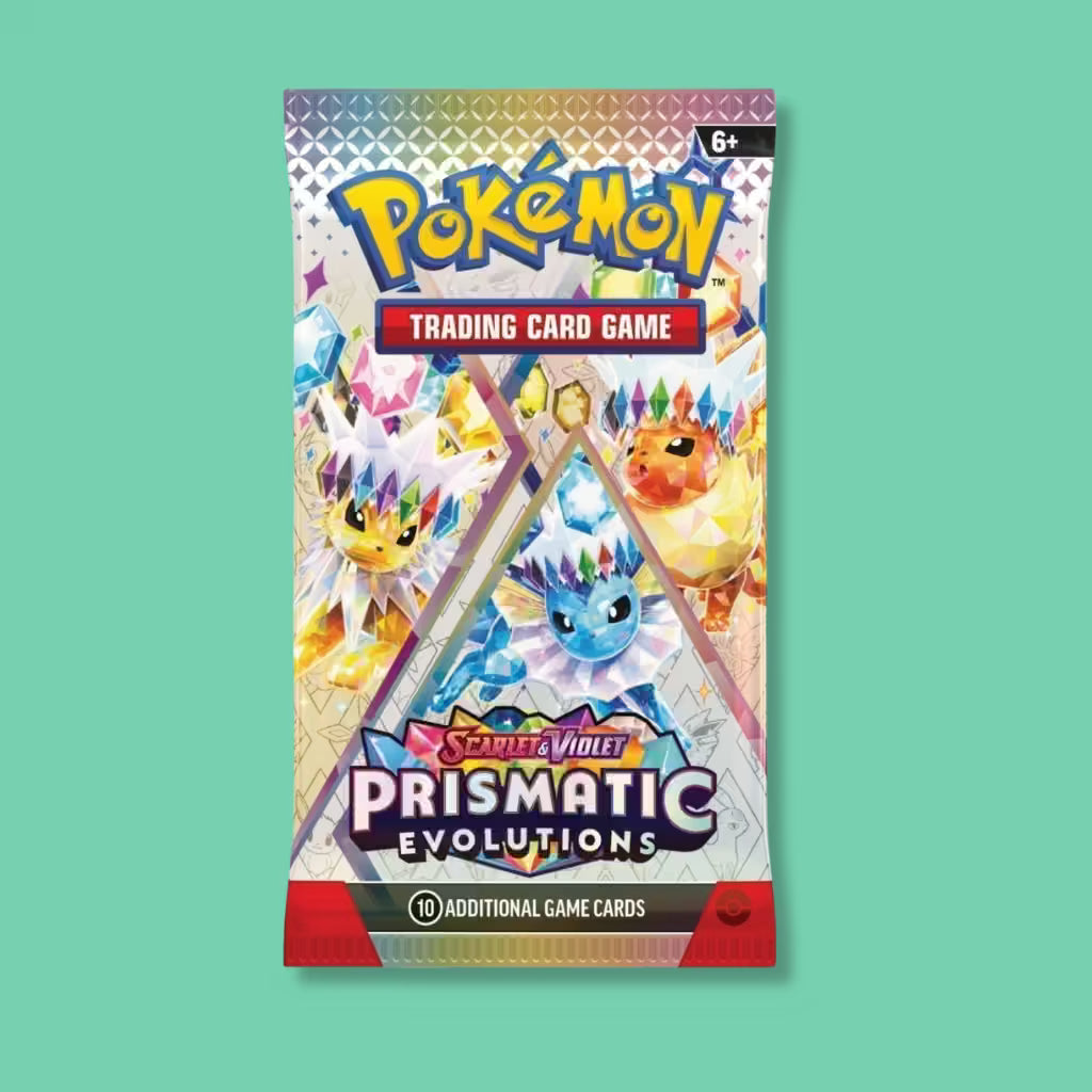 Pokémon TCG Scarlet & Violet Prismatic Evolutions booster pack Vaporeon, Jolteon and Flareon