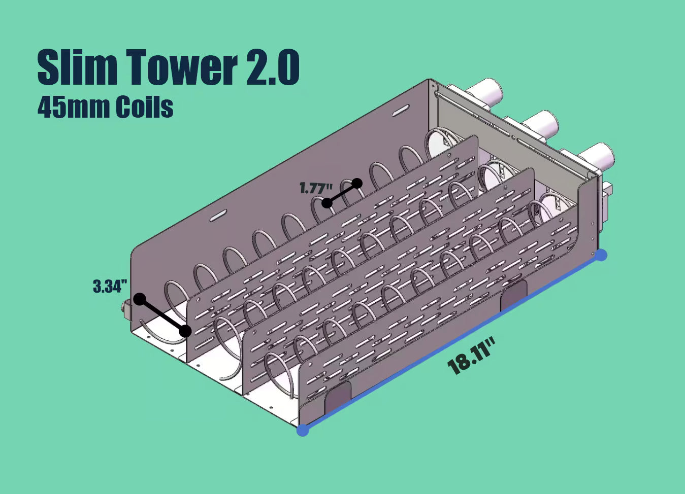 50mm coils for the Slim Tower 2.0 vending machine. View exact 1.77" spiral intervals and tray capacity details for machines utilizing the 50mm coil system.