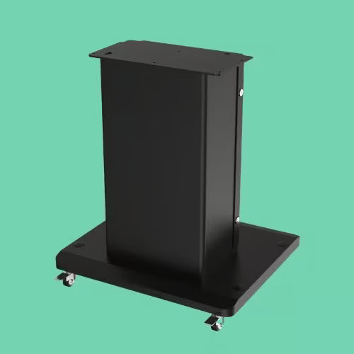 Slim wall vending machine pedestal stand with black metal free-standing base designed for secure installation