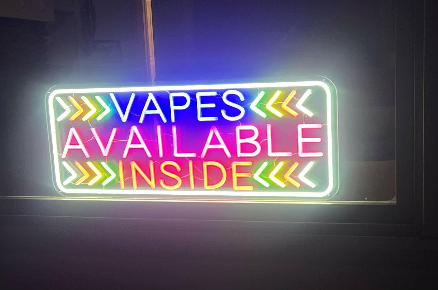 Vapes Available Inside LED Sign.