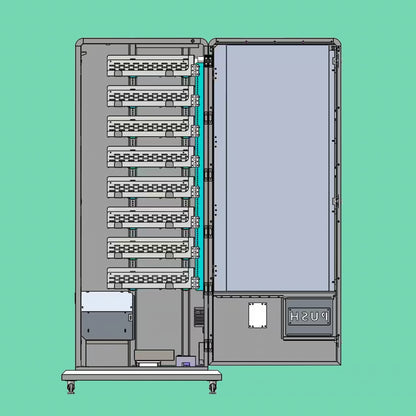 Interior view of the VapeTM Slim Pack Tower 2.0 sports card vending machine