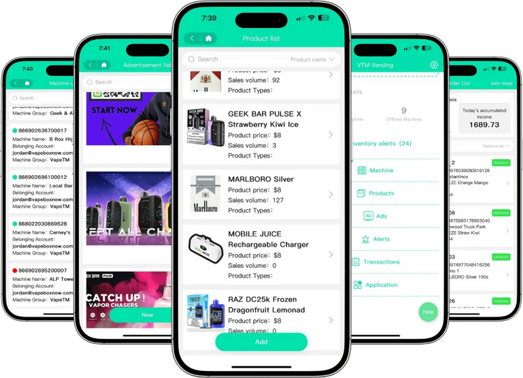 VapeTM vending machine software dashboard — 1-year service license