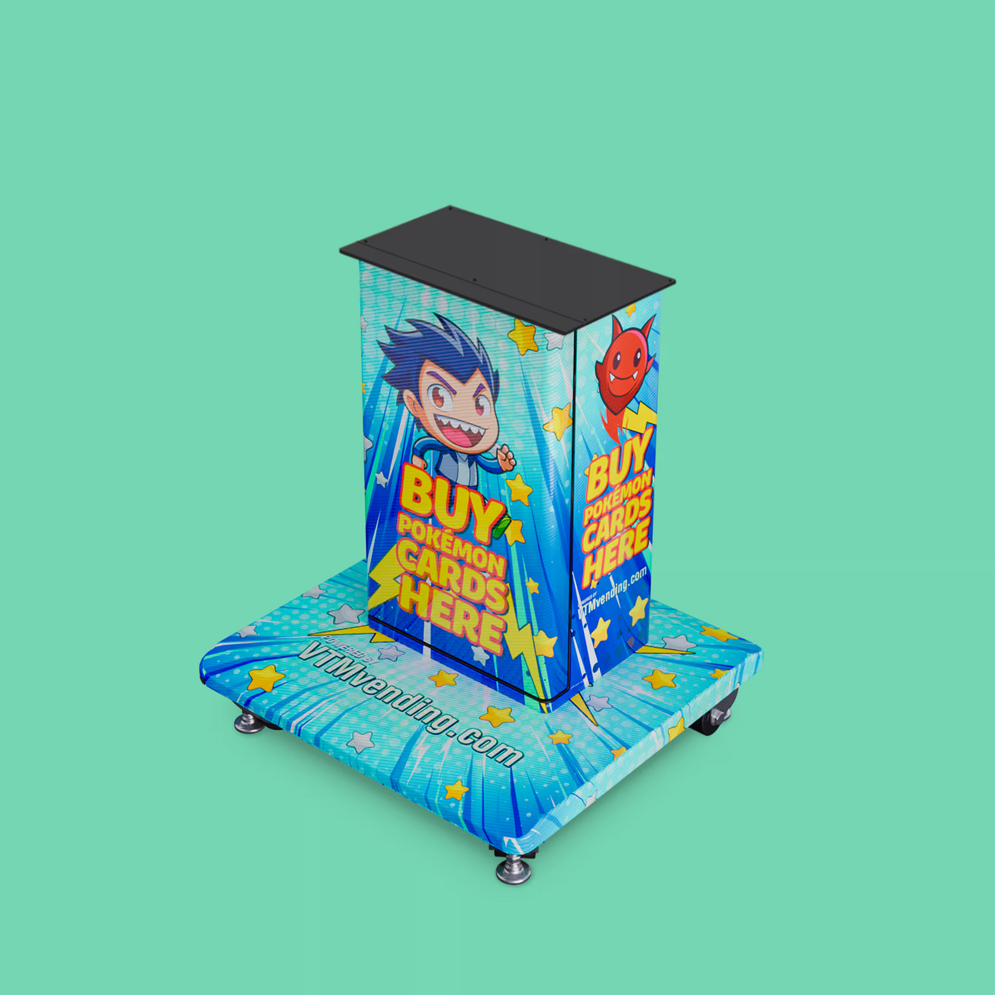 Upgrade your wall-mounted vending machine to a freestanding kiosk with our universal VTM wrap pedestal stand
