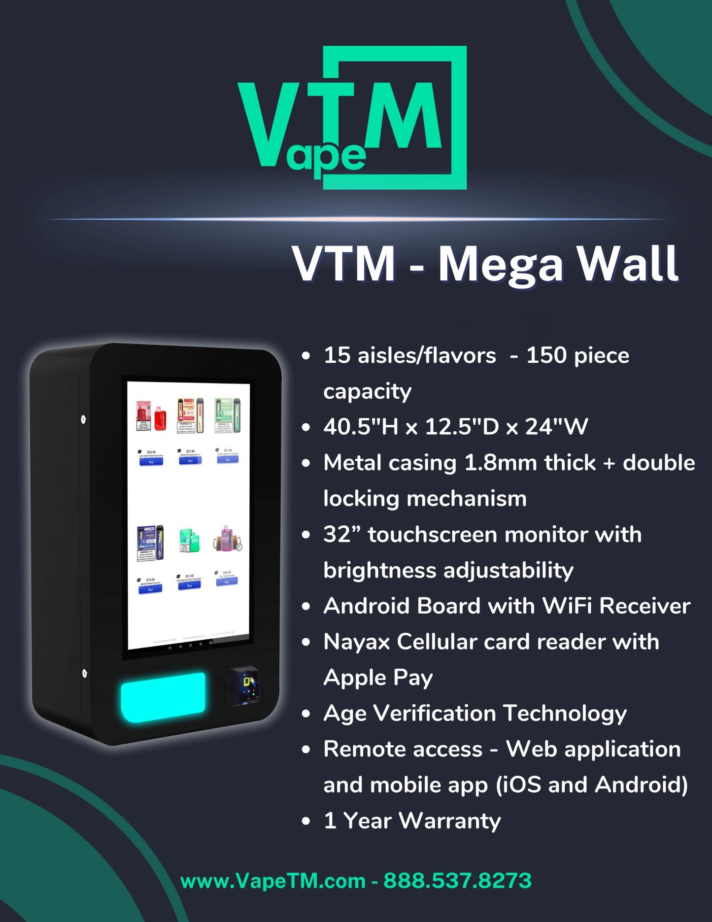 VapeTM- VTM - Mega Wall (Vape Vending Machine).