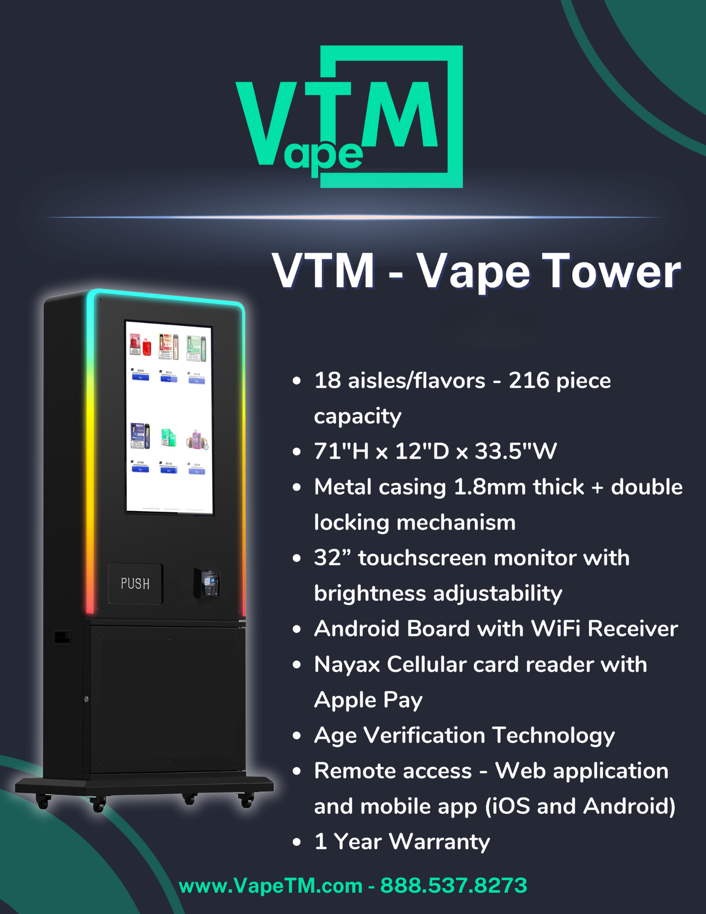 VapeTM- VTM - Vape Tower (Vape Vending Machine).