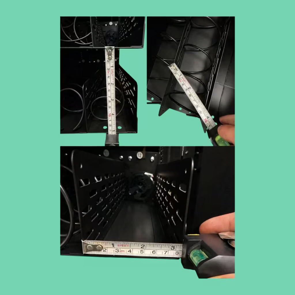 VTM vending machine tray dimensions showing depth height and width measurements. See exact tray sizing for product fit layout planning and machine setup.