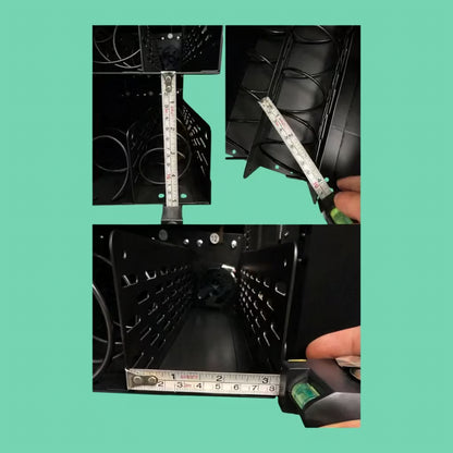 VTM vending machine tray dimensions showing depth height and width measurements. See exact tray sizing for product fit layout planning and machine setup.
