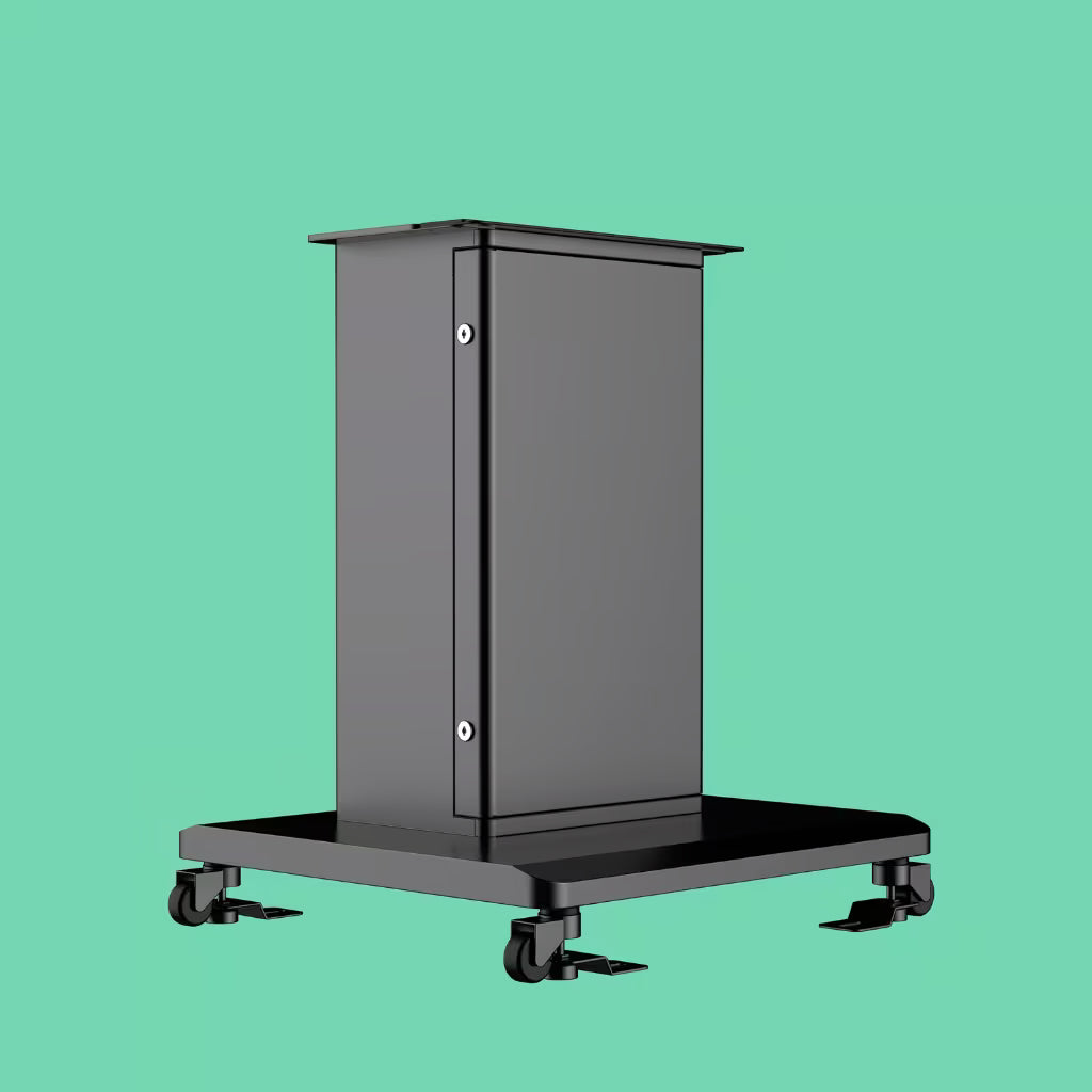 Upgrade your wall-mounted vending machine to a freestanding kiosk with our universal VTM pedestal stand measuring