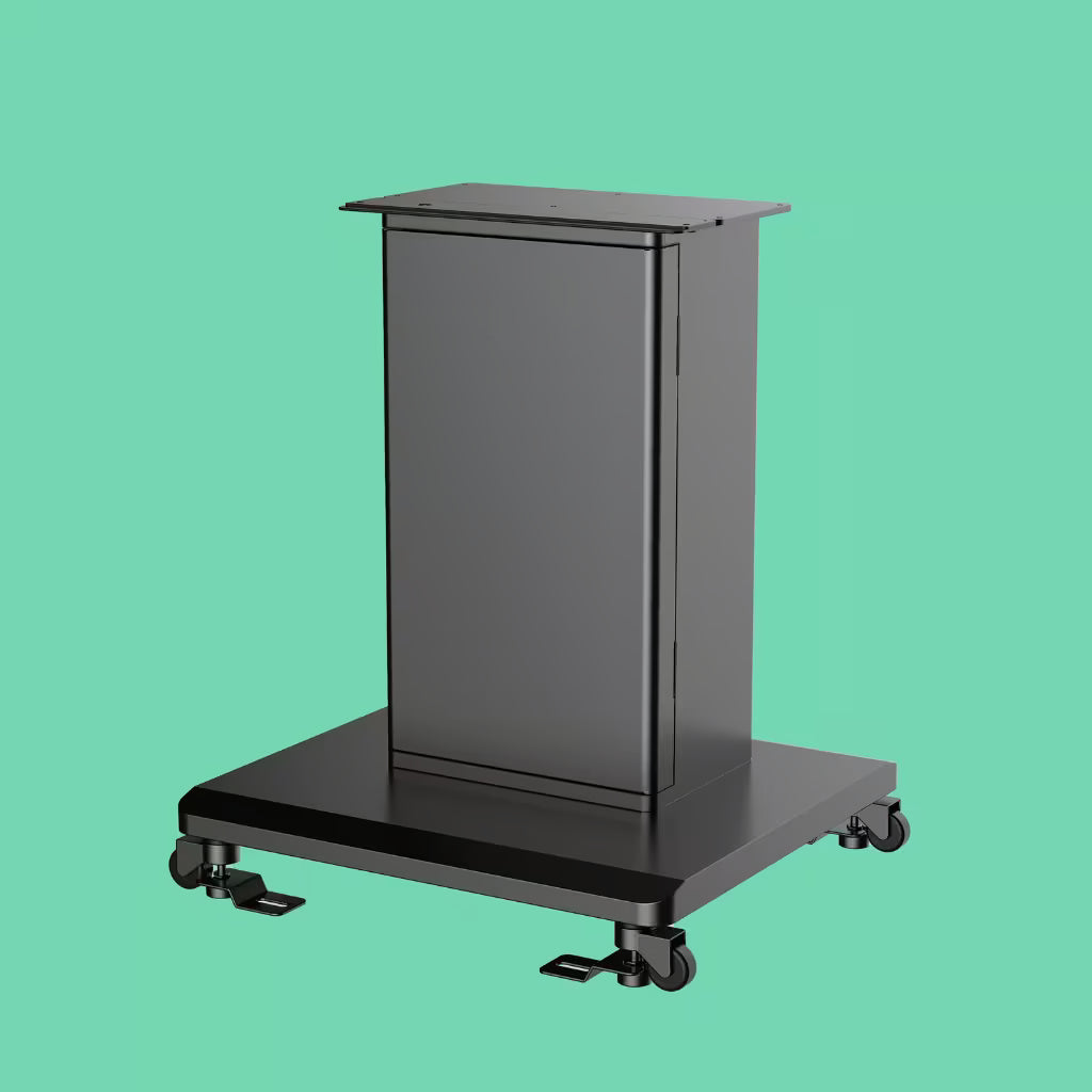 Free-standing VTM vending machine pedestal stand from wall-mount to a free-standing kiosk