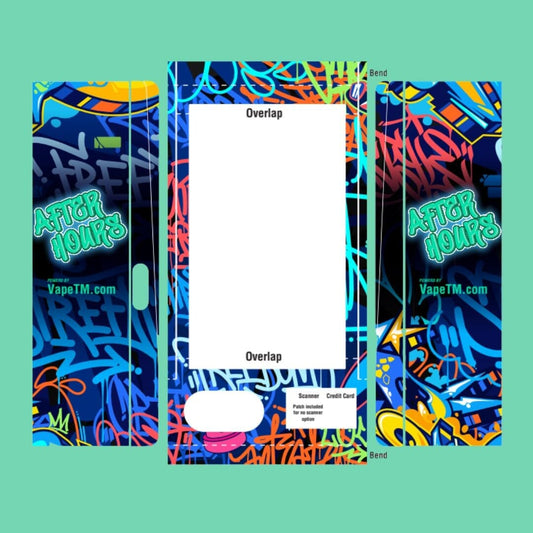 After Hours graffiti style VapeTM vending machine wrap with neon street art design and brand logo